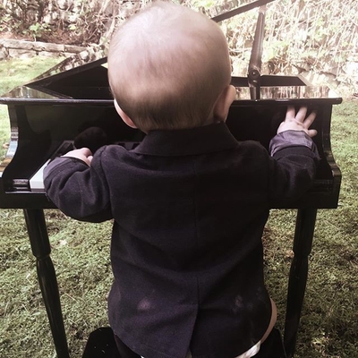 Oh, just playing my piano in my blazer in the yard...
