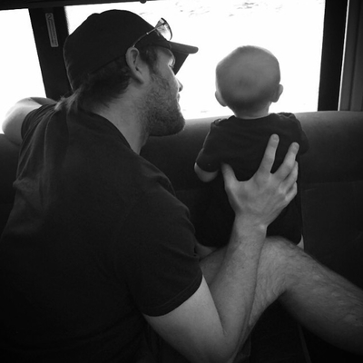 My boys...checking out the world through the bus window.

